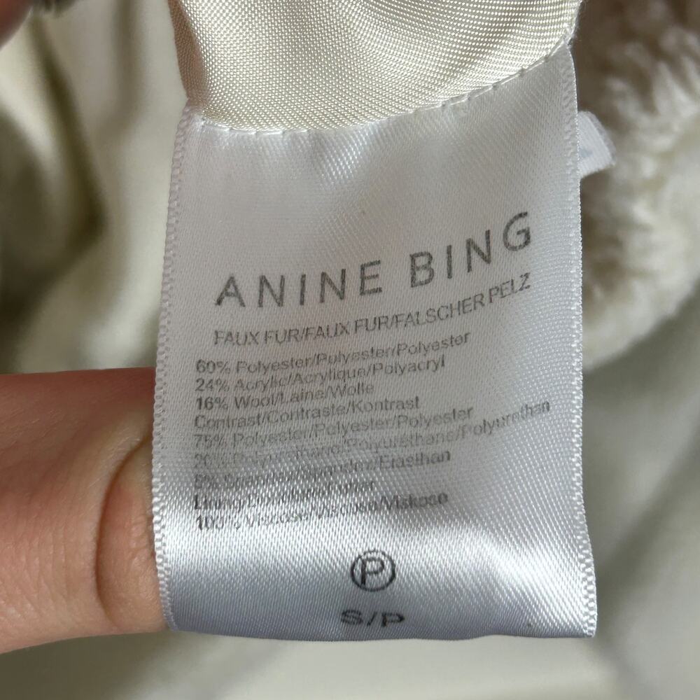 Anine Bing Cream Sherpa Rory Snap Front Jacket S - Picture 7 of 7